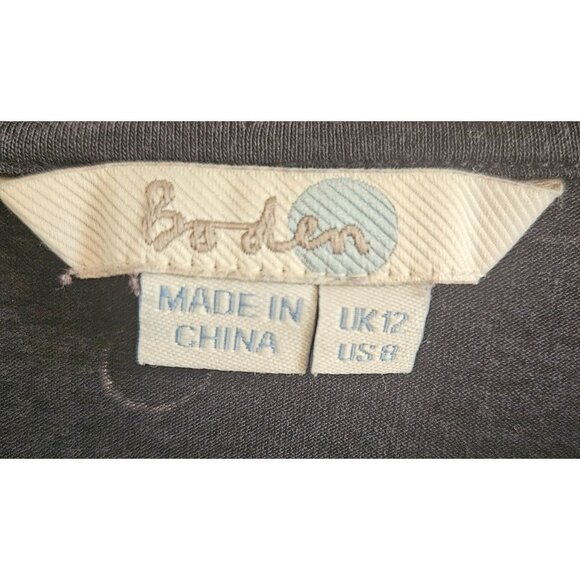 Boden Woman Size 8 Long Sleeve Tee Dark  Bubble Print Tencel Blend Comfort Soft - Picture 4 of 6